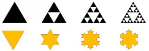 Sierpinski-driehoek en Koch-sneeuwvlok